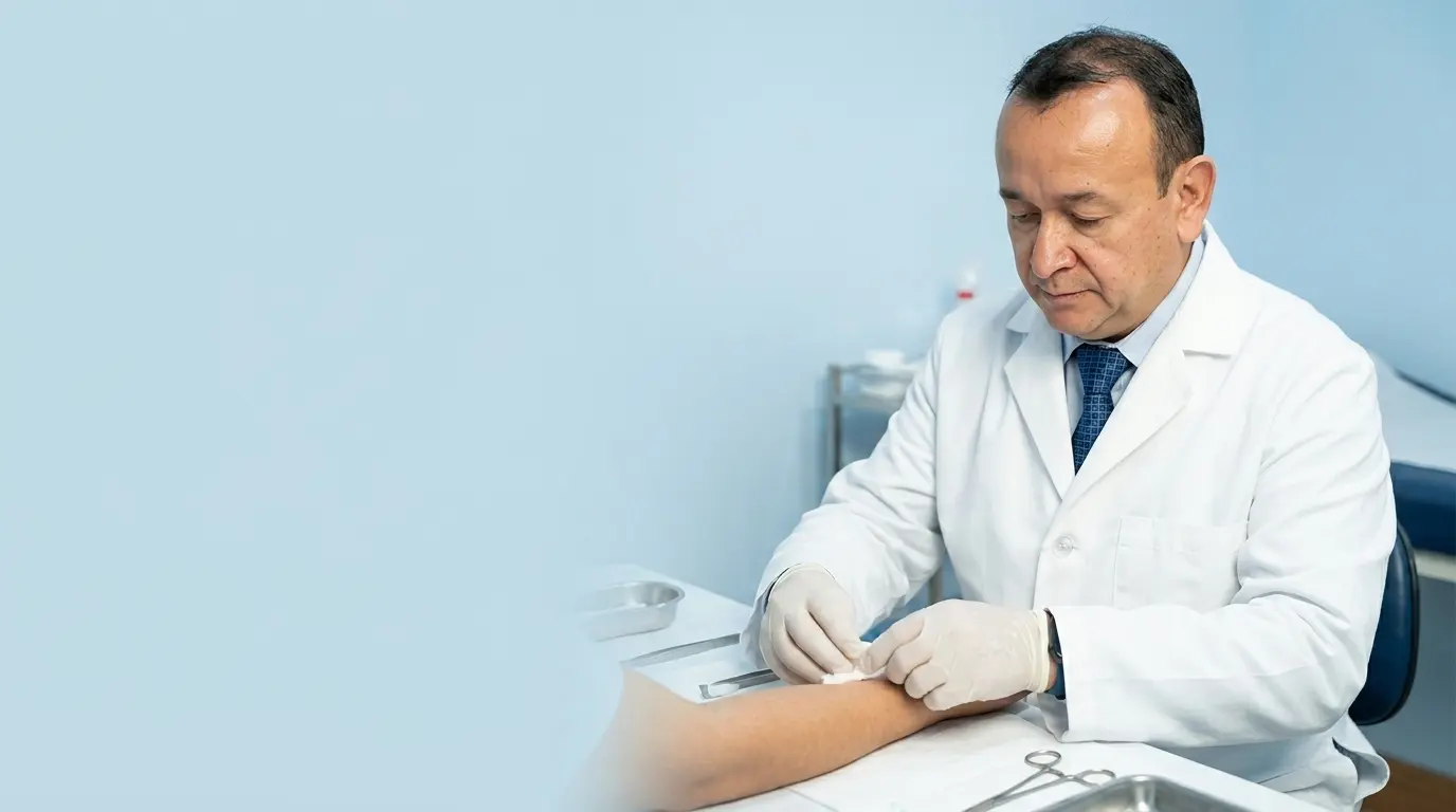 Dr. Jorge Monroy performing a minor in-office procedure at AMG Medical Group in Ocoee, FL